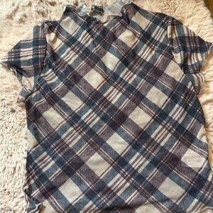 Wild Fable Blue and Gray Plaid Top
